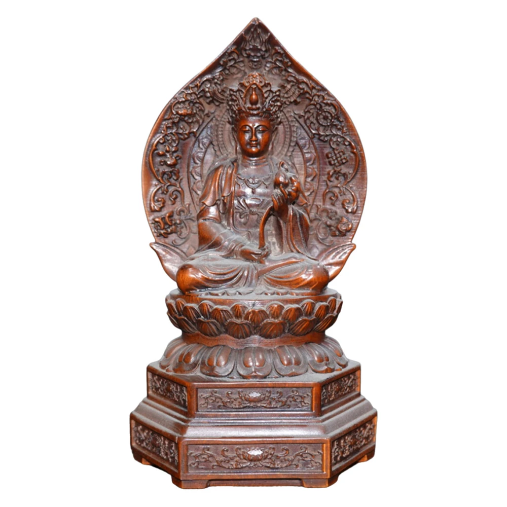 Ornements en bois sculptés à la main, Sculpture Kwan Yin Guanyin, Figurine bouddhiste Zen, pureté compatissante, miséricorde, fleur sacrée orientale