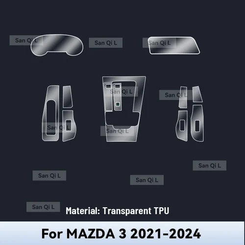 Imagen 2 del producto Película protectora Interior antiarañazos para MAZDA 3 2021 2022 2023 2024, accesorios de pantalla de consola central de TPU para coche deportivo Equator