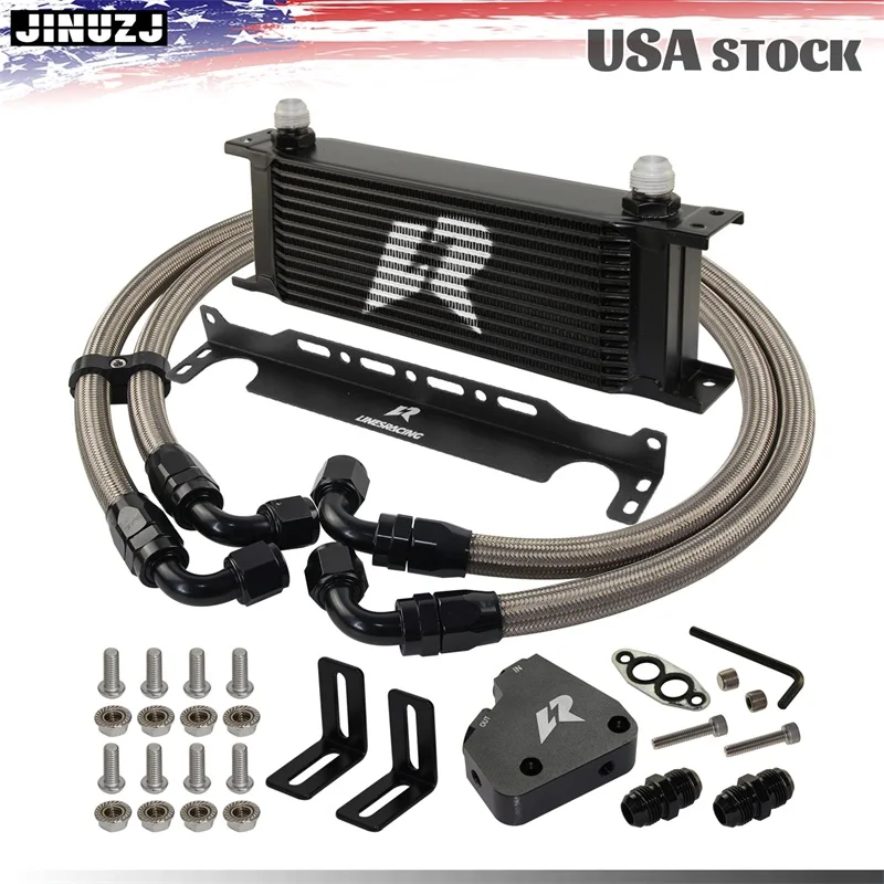Parafuso do kit do refrigerador de óleo do motor AN10 de 13 fileiras no 97-04 Chevrolet Corvette C5 LS1 LS6 preto/prata
