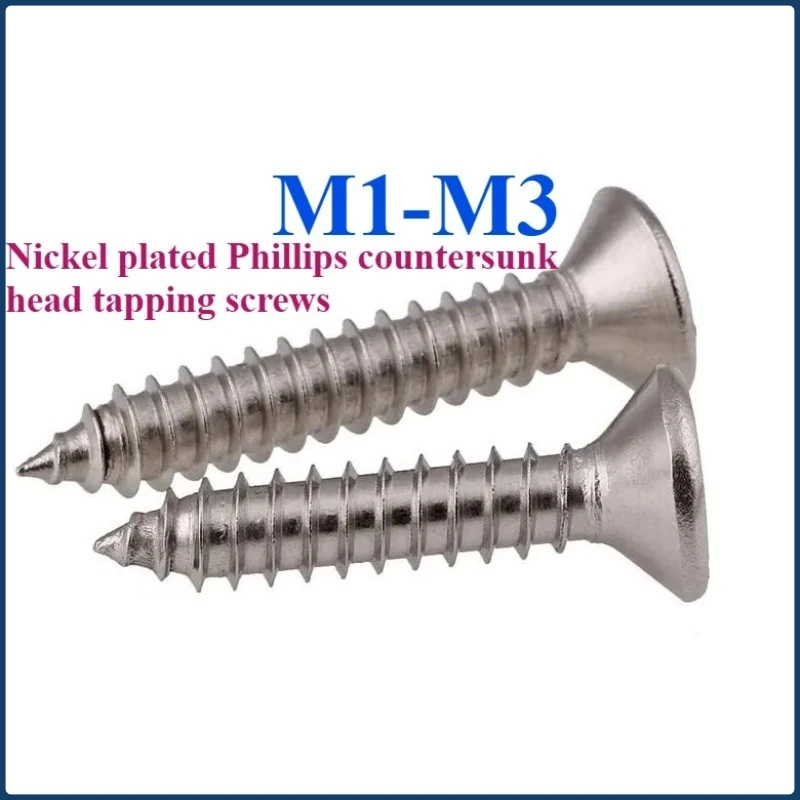 

M1-M3 Nickel-plated Phillips countersunk head tapping screws carbon steel
