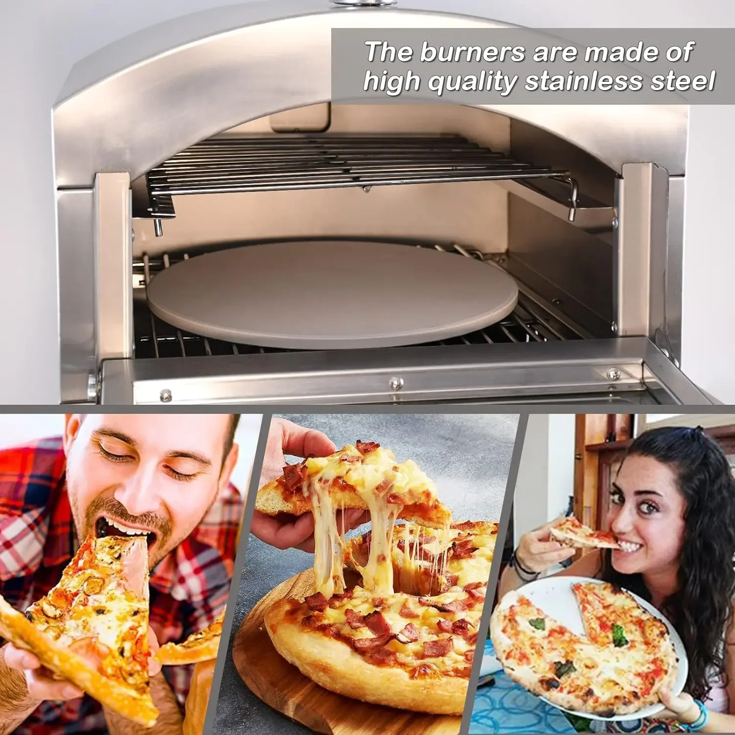 

-For Outdoor Garden Camping Party Silver Portable Outdoor Pizza Oven Propane Gas Firing - Pizza Maker 14 Inch Pizza Stone