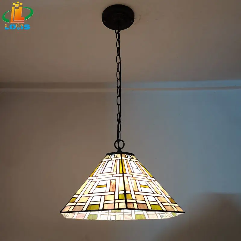 16 inch Nordic Square Glass Chandelier Tiffany Style Restaurant And Caf é Designer Minimalist Lighting Classical Nostalgic Art