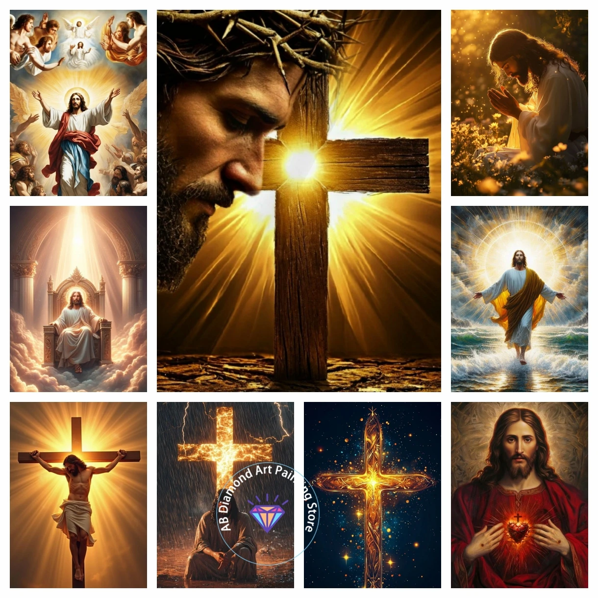 

Jesus Christ Cross AB Diamond Painting Kit 5D DIY Diamond Embroidery Cross Stitch Handmade Art Gift Crafts Home Decor Gift
