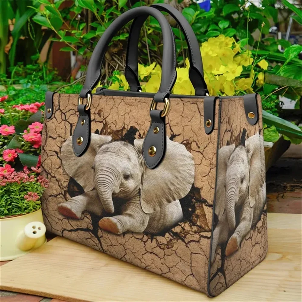 Cute Elephant Pattern Women's Luxury Bags Famous Ladies Pu Leather Shoulder Bag 2024 Fashion Handbags for Teenagers Party Clutch