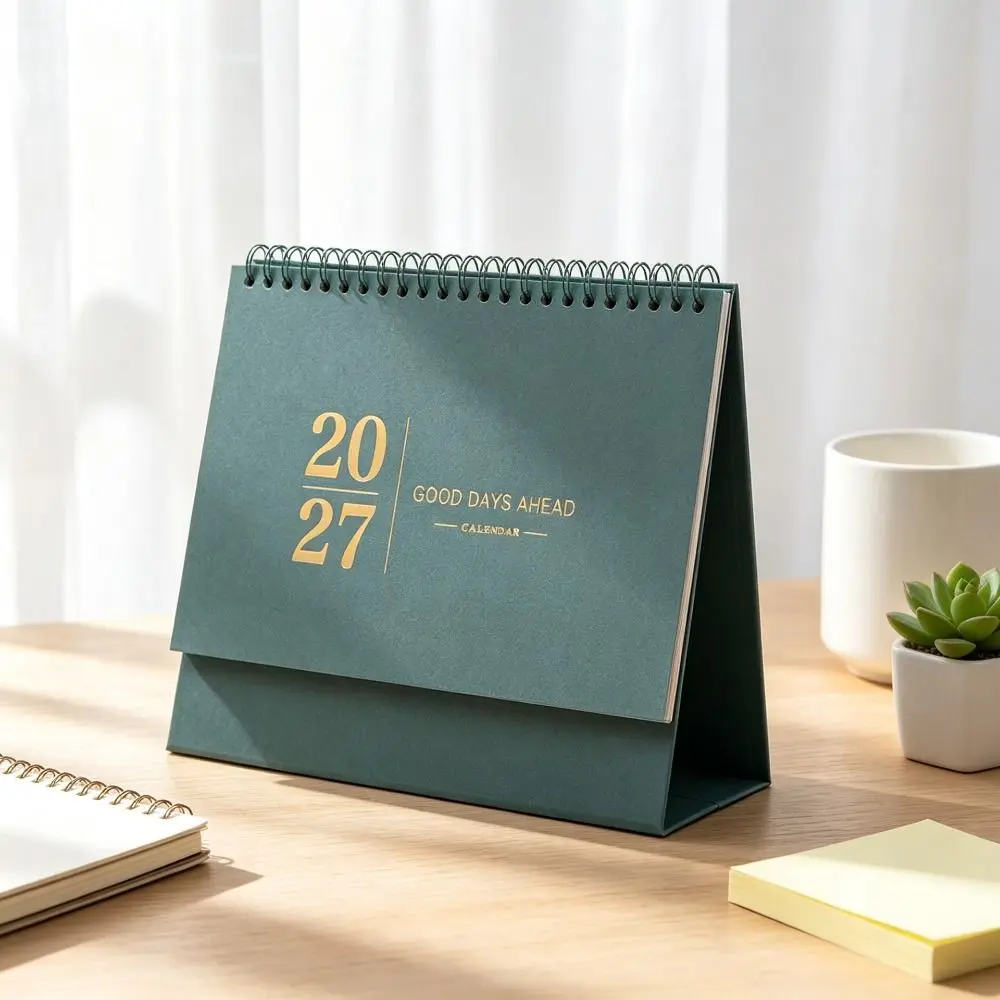 Paper 2027 Desk Calendar Morandi Color Spiral Binding Monthly Planner Desktop Size Monthly View Academic Planner