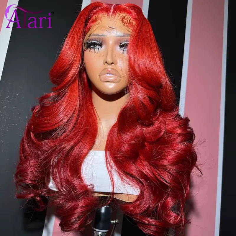 Magic Red Colored Body Wave Human Hair Wigs Transparent 13x6 13x4 Lace Frontal Remy Hair Wig Pre Plucked 5x5 Lace Closure Wig