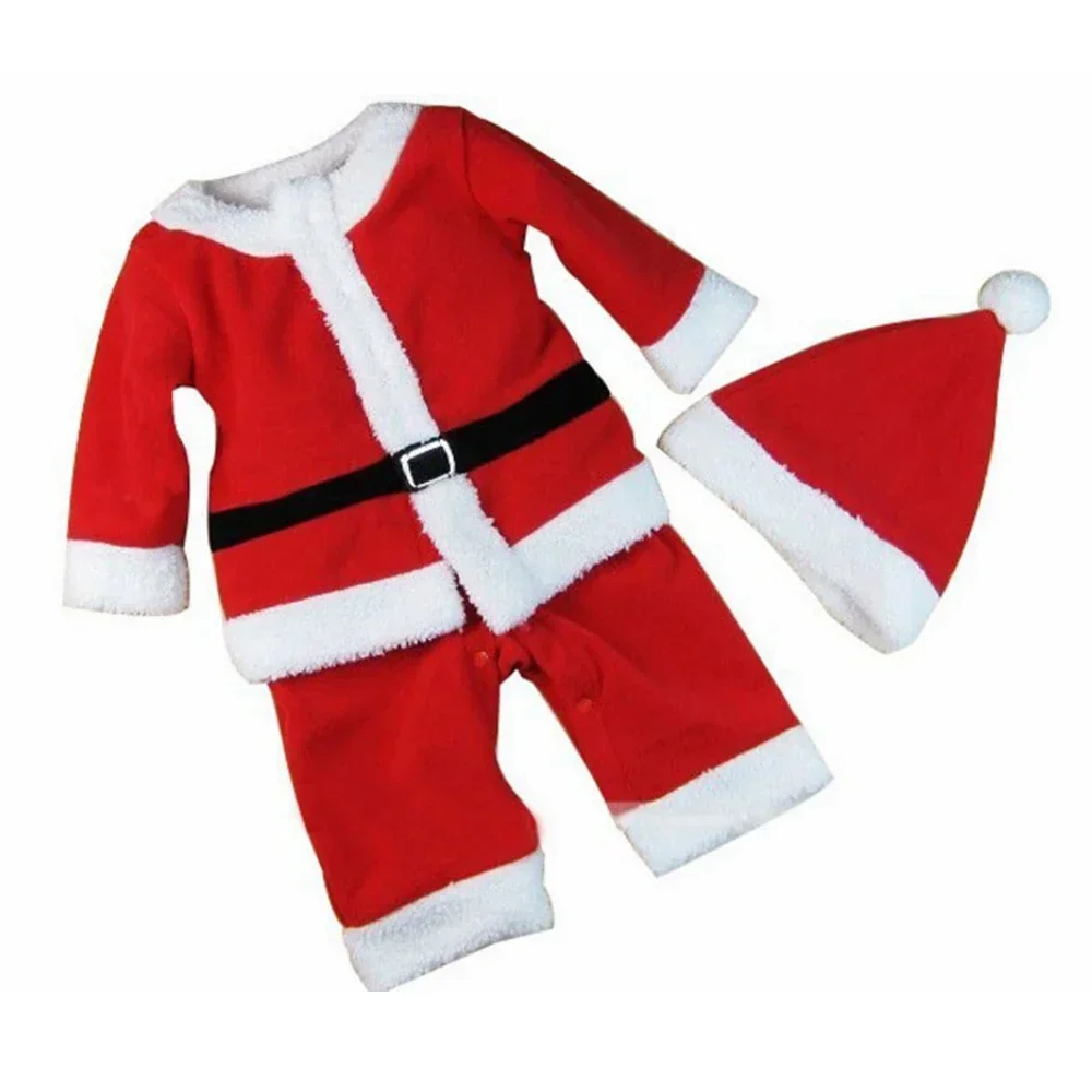 Baby Kids Christmas Santa Claus Cosplay Costumes Boys Girls Baby New Year Suit Red Dress Set For 2-15 Years