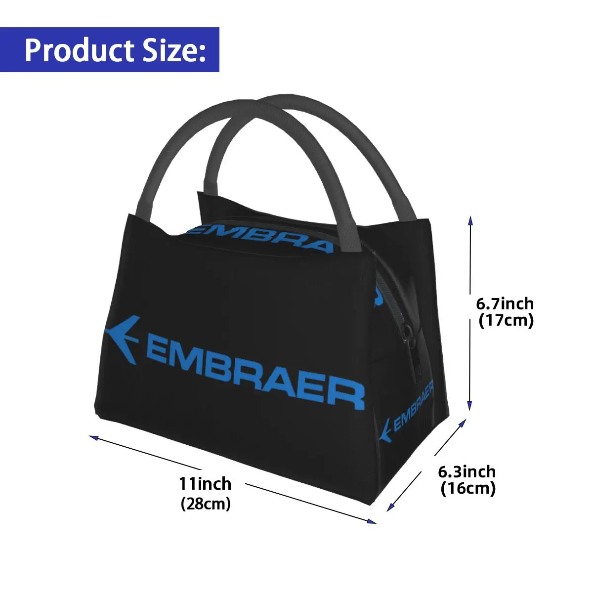 Caixa Bento com isolamento térmico feminino, sacola reutilizável de piquenique, bolsa térmica, logotipo Embraer, almoço, viagem estudantil