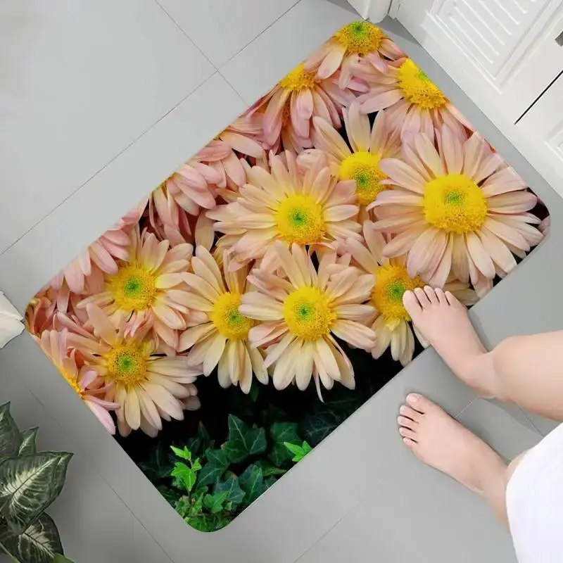 Flower Mat Pastoral 3D Door Floor Rug Anti-slip Home Hallway Bedroom Entrance Carpets Washable Bathroom Porch Decorative Doormat