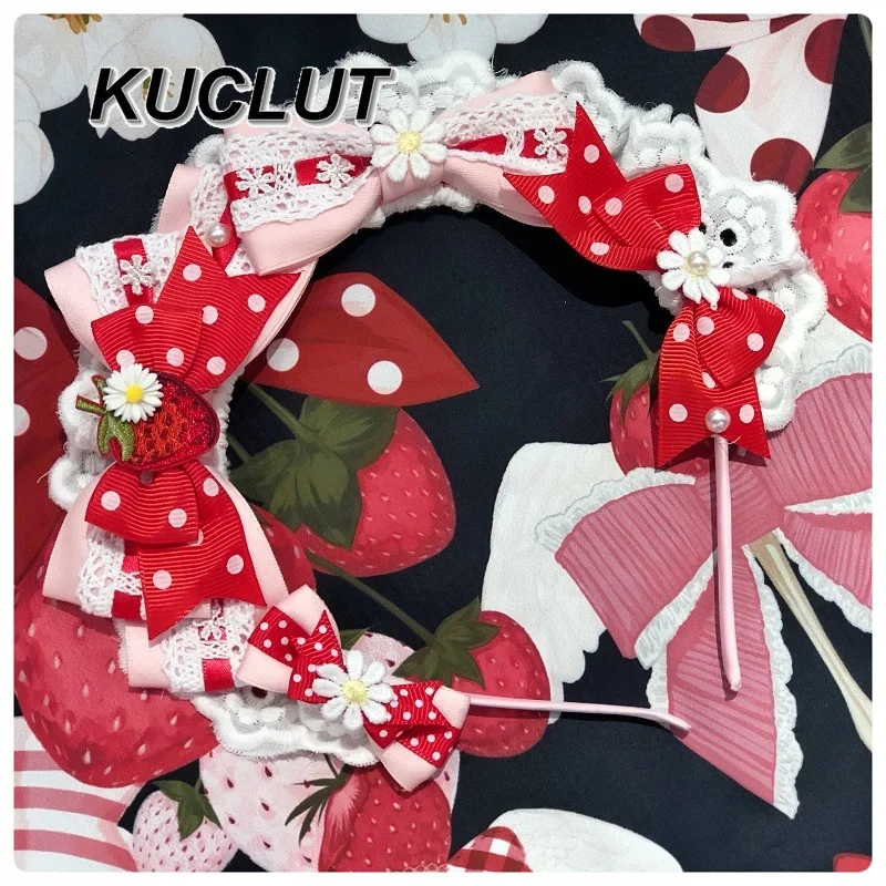 إكسسوار نسائي أصلي لوليتا أغطية الرأس المصنوعة يدويًا على شكل فراولة KC إكسسوارات تنكرية للفتيات اللطيفة والحلوة #5