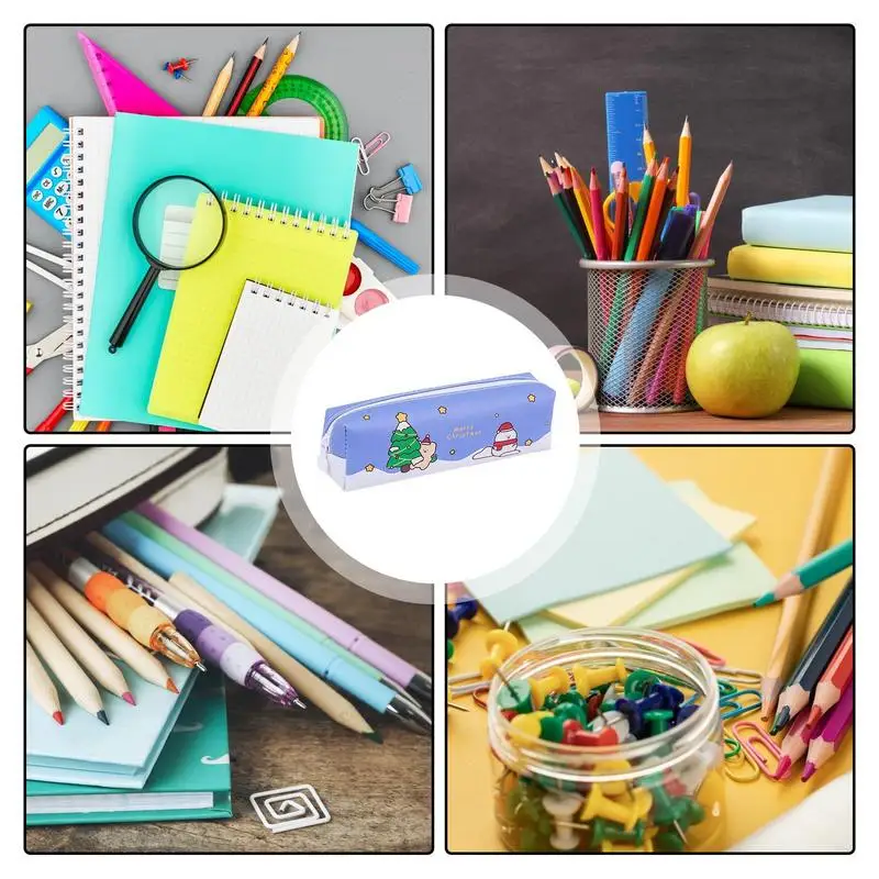 Large Capacity Pencil Case Christmas Cartoon Big Capacity Cute Pencil Case Pencil Organizer Stationery Storage Bag For Teens