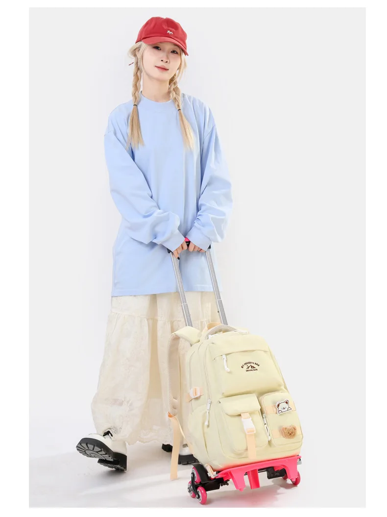 2026 Children Wheeled Backpack Students Schoolbag Rolling Backpacks Bag Kids School Trolley Bookbag Girls School Bag with Wheels