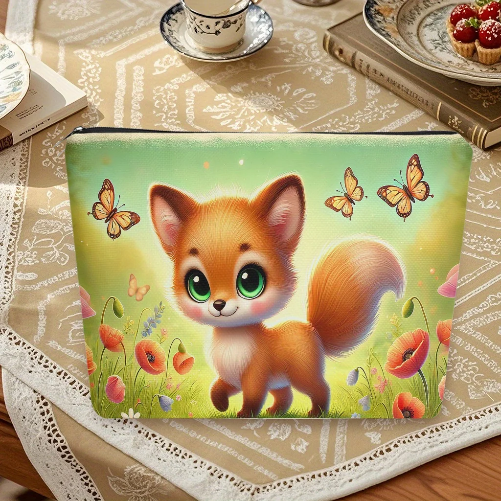 A Little Fox Make-up-Tasche – multifunktionale Damen-Reißverschlusstasche, Schmuck-Organizer-Tasche, perfekte kleine Aufbewahrungstasche mit Reißverschluss für die Reise