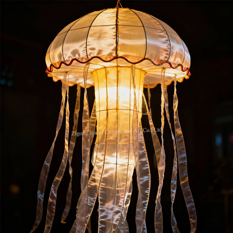 Custom Jellyfish Lantern Glowing Marine Silk Lantern Aquarium Decor Ocean Theme Thanksgiving Party Beach Wedding Waterproof