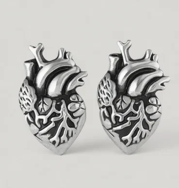 Anatomical Heart Stud Goth Oddities Wicca Human Anatomy Curiosities Taxidermy Medical Earring Halloween Occult Gothic Jewelry