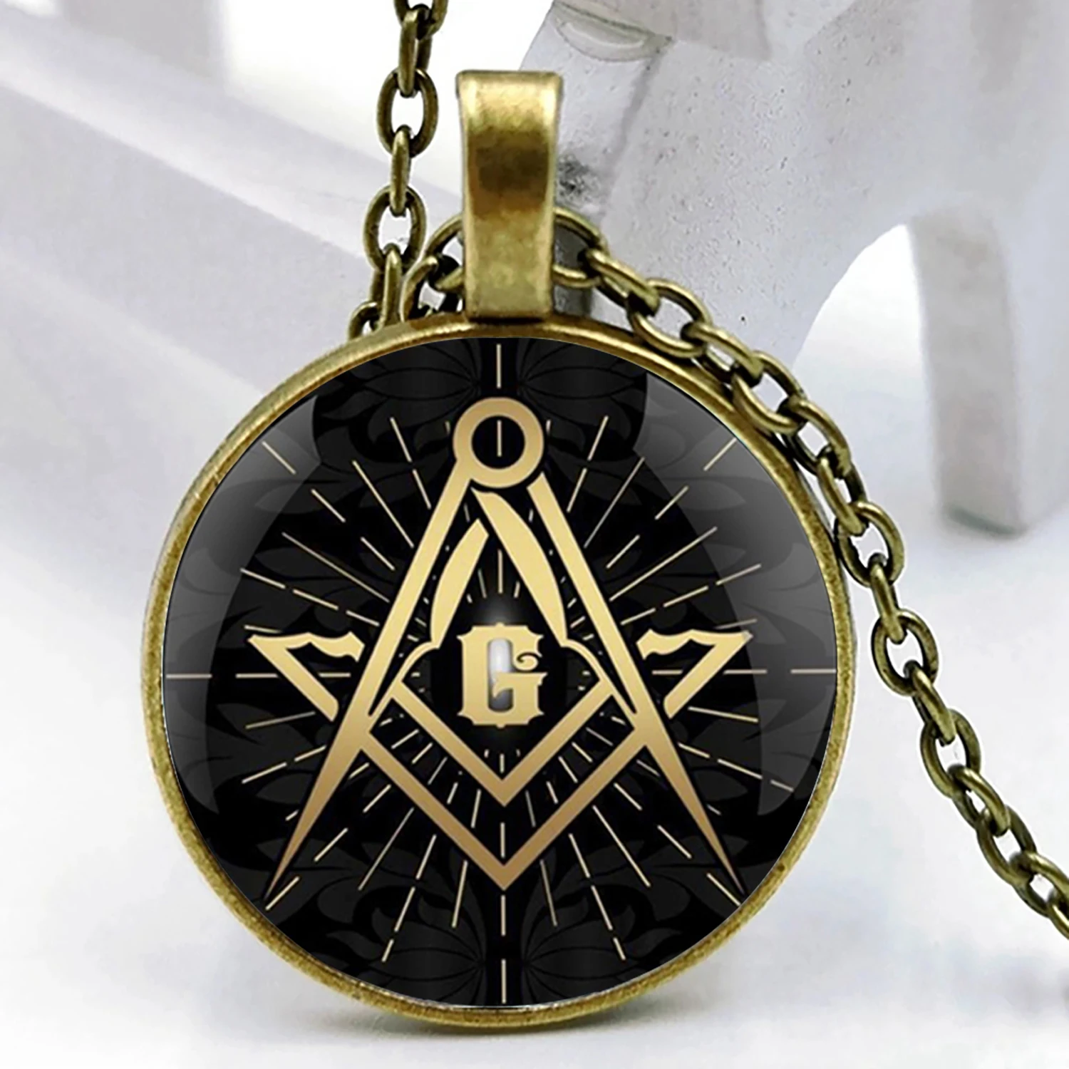 Freemason Masonic Lodge G Graphic design Fashion Pendant Necklace Pendants Glass Dome Jewelry Necklace Pendant Personality Gift