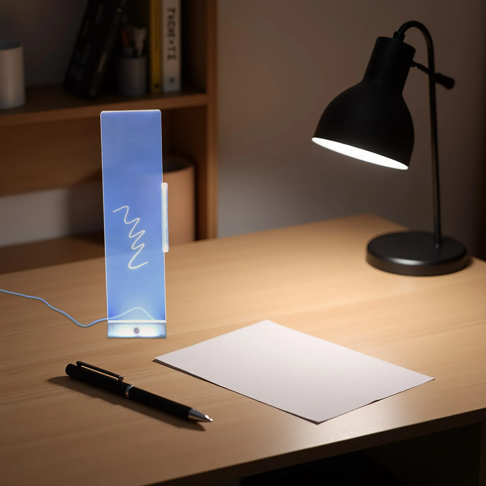 1 ชุด กระดานบันทึกข้อความแบบมีไฟ LED ติดตั้งบนหน้าจอ แผงด้านข้างแบบใส ใช้สำหรับติดโน้ตเตือนความจำ สำหรับงานสำนักงาน