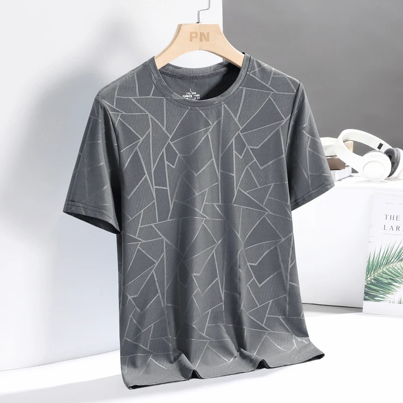 

Men's Ice Silk ort Sve T-irt Summer Thin Sport Cool Feeling Outdoor Qui Dry Top Elastic Me Versatile Faion Ci ...