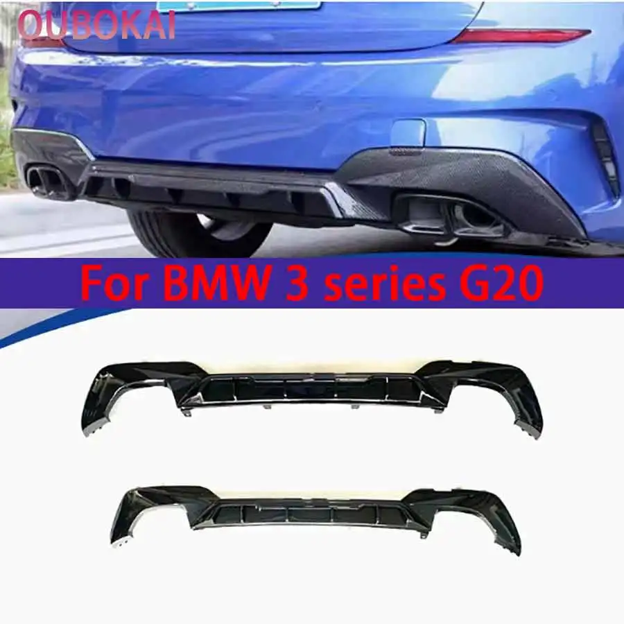 For BMW 3 series G20 2019-2022 Bright Blac Rear Bumper Diffuser Spoiler Rear Splitters Spoiler Back lip Diverter black Diffuser