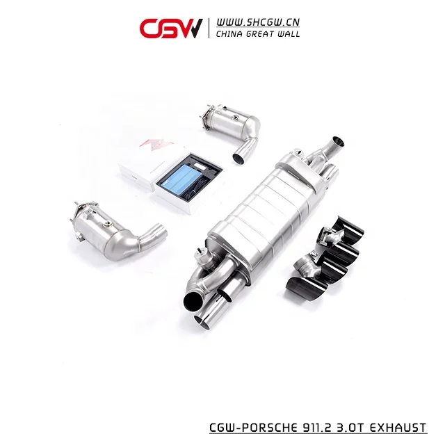 2 Years' Warranty High Performance Valve Full System Exhaust Muffler Quad Black Tips for  911 991.2 3.0T - view 3