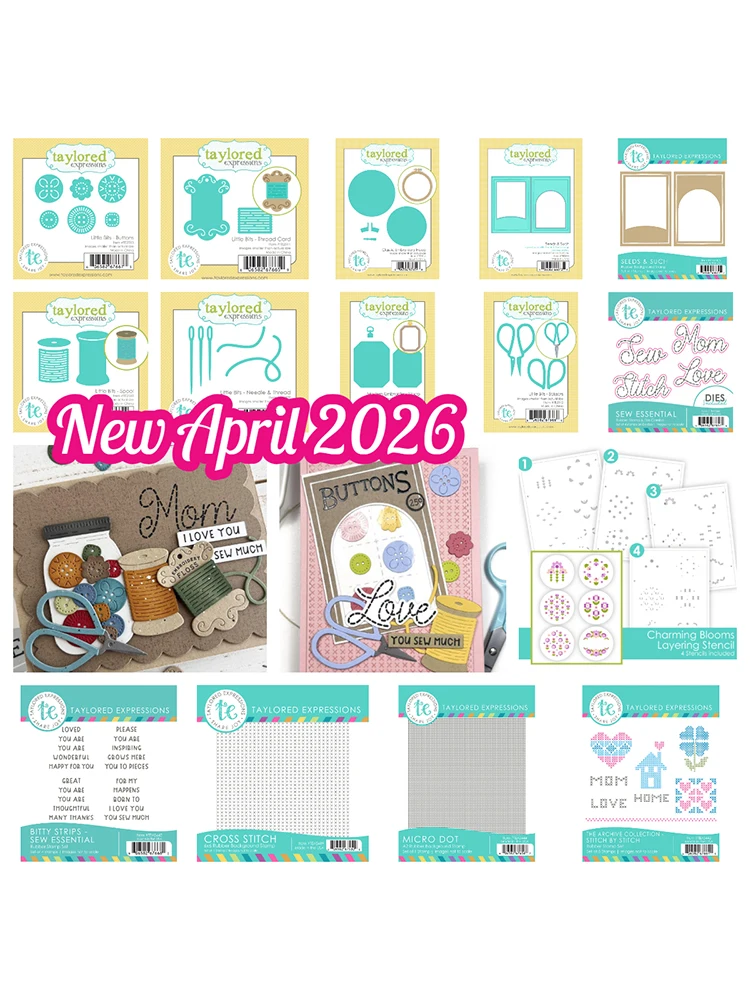 Matrices de découpe métalliques et pochoirs Taylored Cross Stitch 6x6 Background Stamp Sew Essential pour scrapbooking DIY fait main, Nouveauté avril 2026