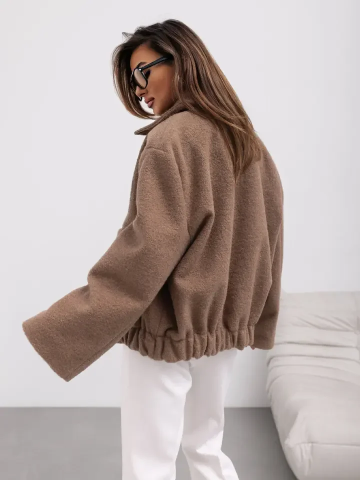 Autumn Winter New Commuting Coat For Women Fashion Solid Color Lapel Single Breasted Long Sleeve Large Pocket Short