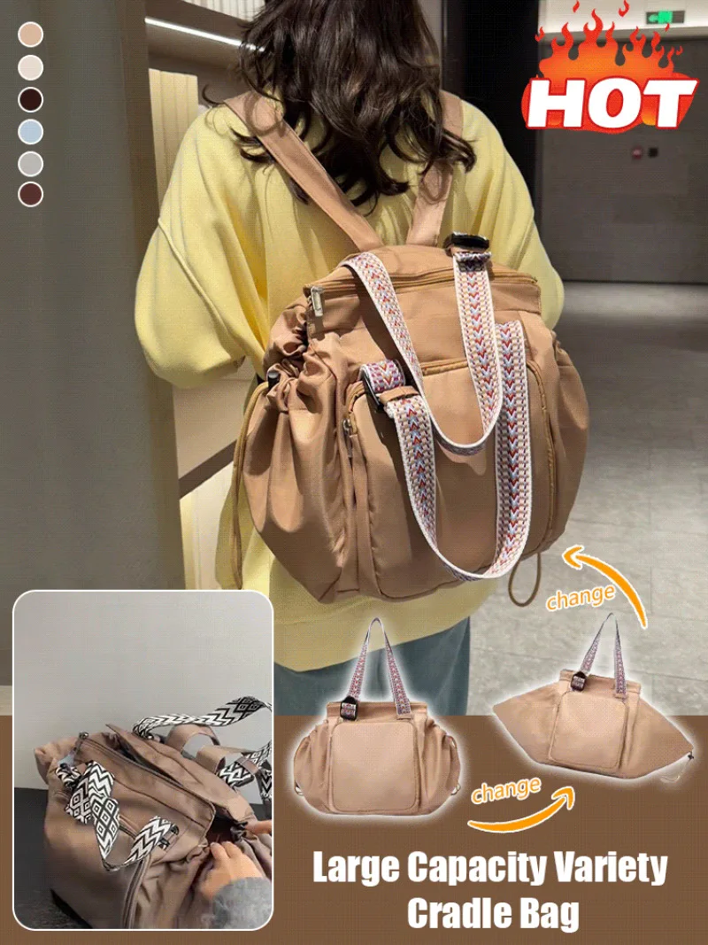 Women Casual Large Capacity Oxford Handbag Convertible Backpack Shoulder Tote Bag Waterproof Expandable Travel Shopping Bag