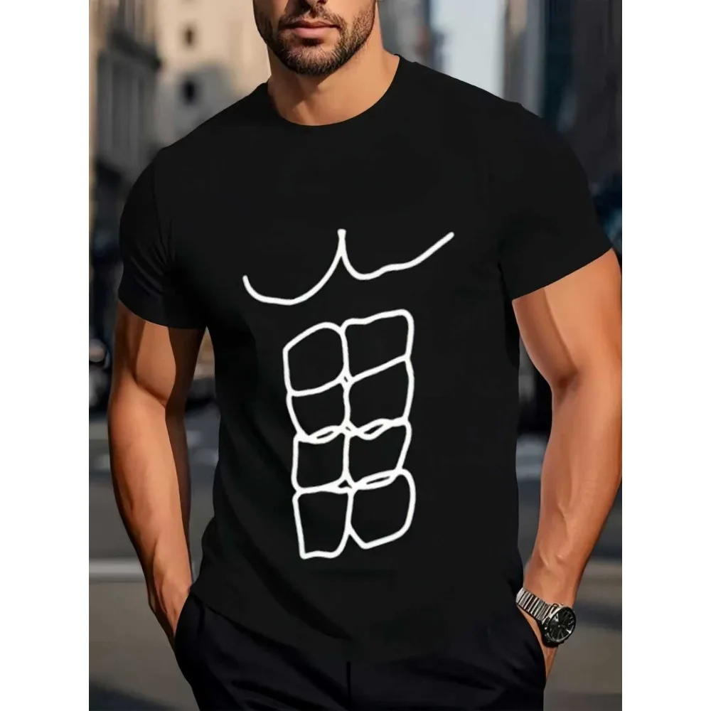 

Men's Casual Sporty Fashion Trend Fitness Outdoor Home Short Sleeve T-shirt, Featuring 2D Printed Patterns, Elastic and