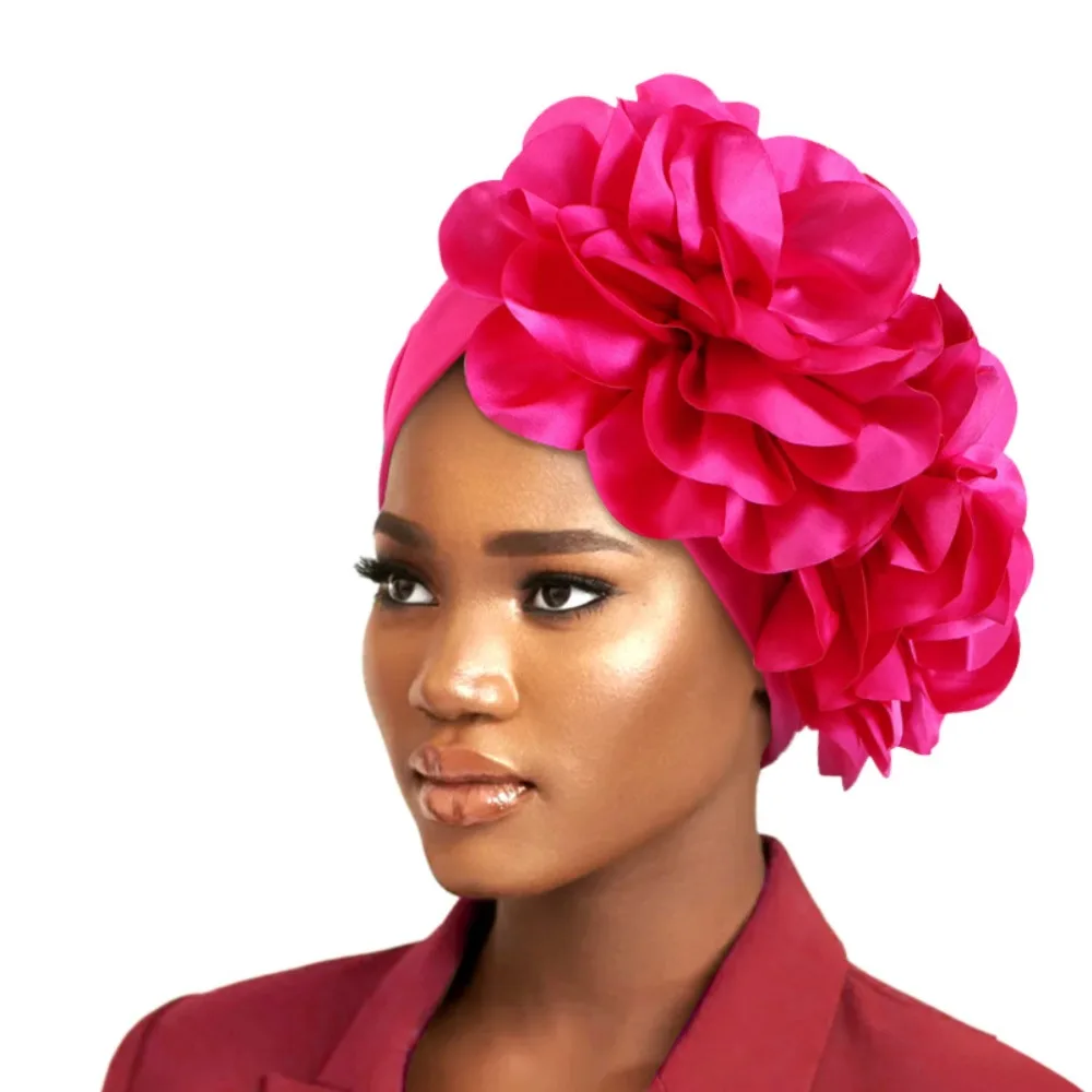 Gorro de turbante nacional para mujer, gorro de flores grandes, estilo africano, nueva moda