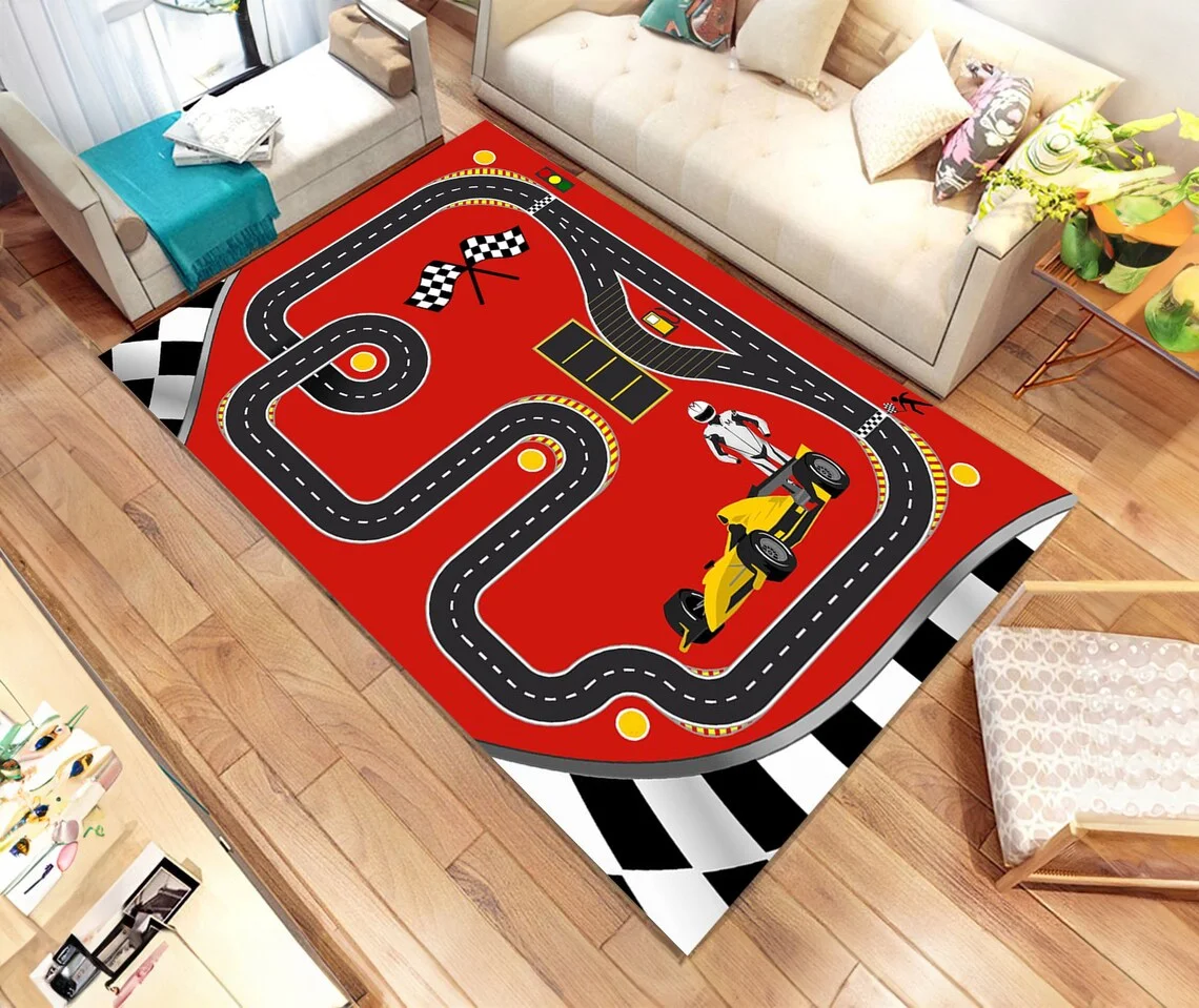 

Race Track Rug Carpet Living Room Decoration Mat for Living Room Anti Slip Large Carpet in The Coffee Table Area
