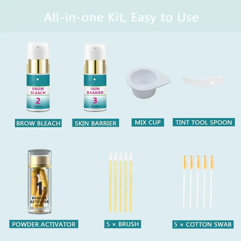 Eyebrow Bleach Brow Bleach Kit Quick Easy to Use Brow Lightening Kit 5 Applications No Drip Eyebrow Lightening Cream