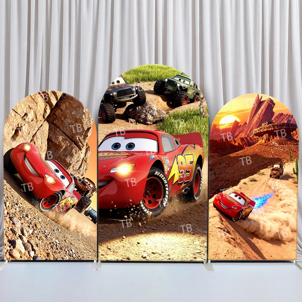 

Disney Cars Arch Backdrop Cover Birthday & Baby Shower Desert Off-Road Rocky Terrain Theme for Kids Party Photo Booth Decor