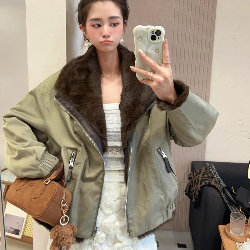 2025 New Winter Jacket Women Parka Fashion Coat Thick Warm Natrual Real Rabbit Fur Liner Wear On Both Sides Female Fur Jackets