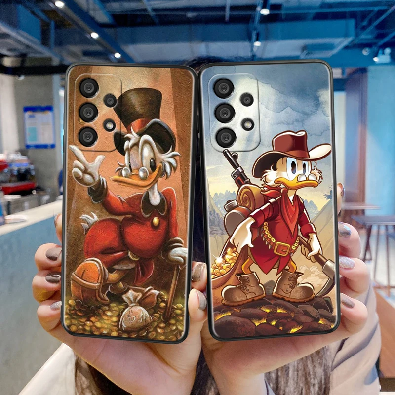 Scrooge McDuck For Samsung A55 A35 A25 A15 A14 A73 A53 A13 A05S A03S A02S A71 A52 A32 Black Soft Phone Case