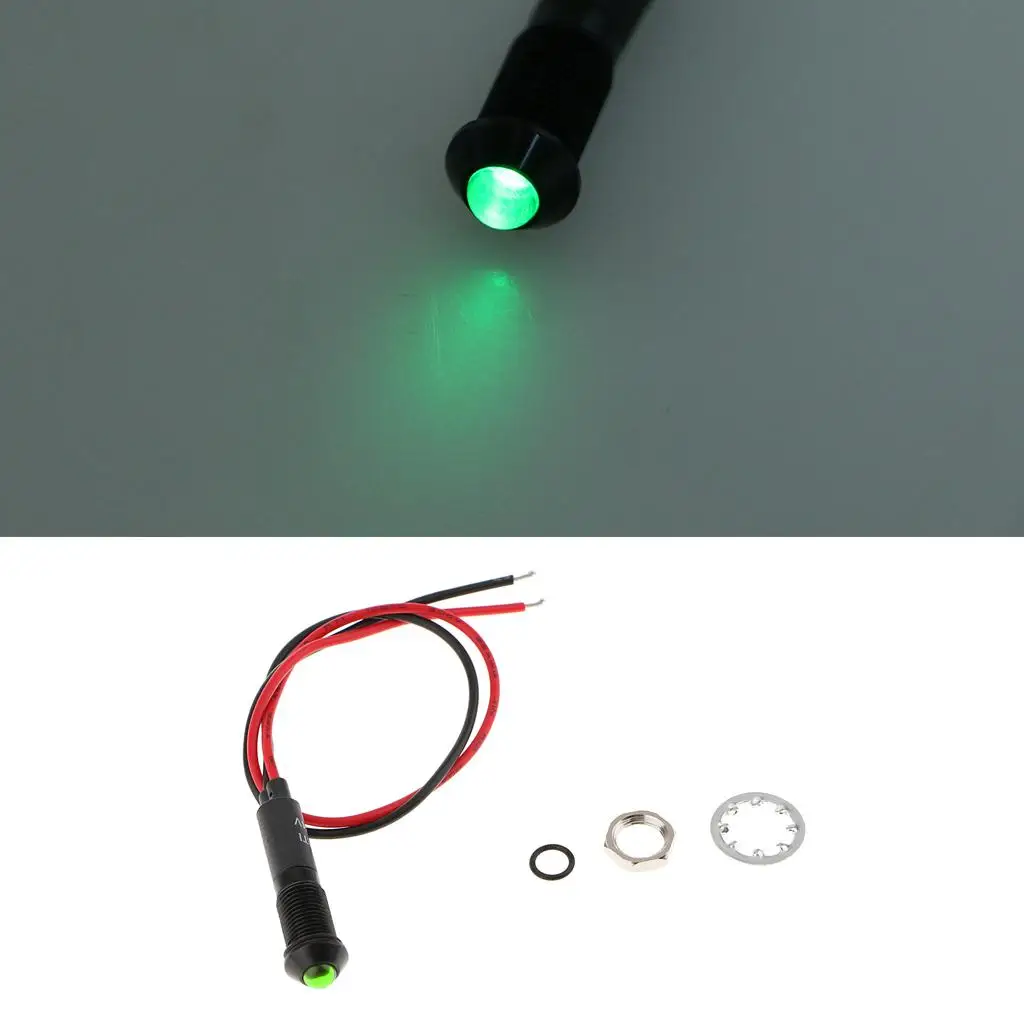 

8-мм светодиодный индикатор-сигнализатор, водонепроницаемый автомобильный светильник для приборной панели, для грузовиков, лодок, фургонов, мотоциклов, 24 В постоянного тока