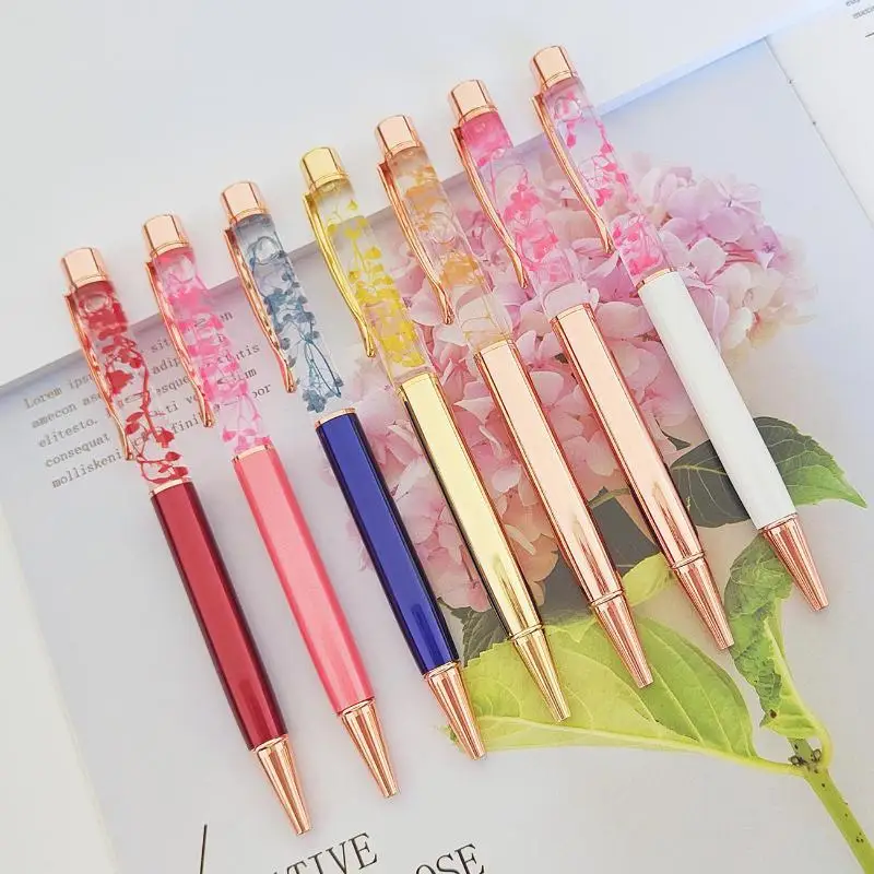 Dry Flower Ballpoint Pen Eco-friendly Handmade Creative 0.5mm Fine Tip for Birthday Gifts Student Stationery