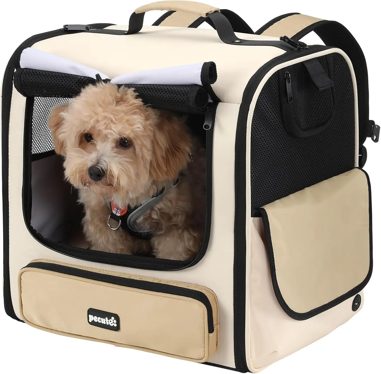 

Рюкзак-переноска для кошек, большой вентилируемый рюкзак для домашних животных для кошек и маленьких собак, хаки, подходит для пеших прогулок и кемпинга