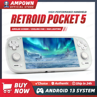 Retroid Pocket 5 Handheld Game Console 5.5'' AMOLED Screen Android13 Joystick RGB Lighting Effect Active Cooling Children's Gift