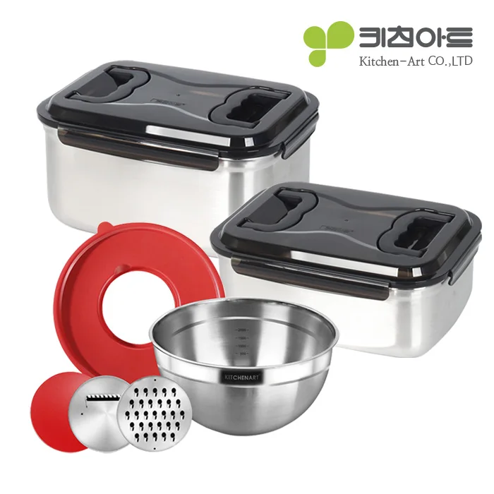 2 Kinds of kinkal art stainless kimchi Tong (No. 3 + 4) + chaikal mixing bowl