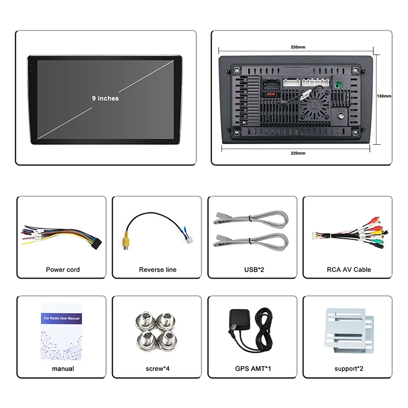 9 "4 + 64GB لكيا ريو 2012-2014 راديو السيارة اللاسلكية Carplay أندرويد السيارات رئيس وحدة FM GPS نافي عكس الصورة #4