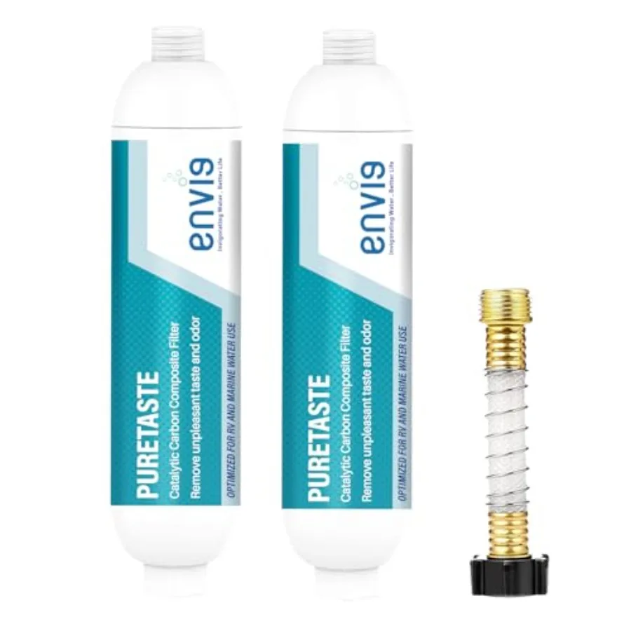 

Puretaste Catalytic Carbon KDF Inline RV Filter Chloramine Hydrogen Sulfide Chlorine VOCs and Chemicals Removal for RV Marine a