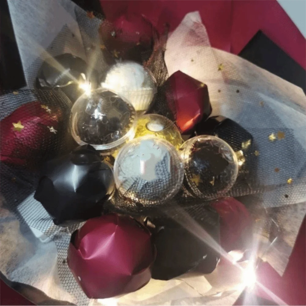 

100pcs Transparent Chocolate Flower Plate Box Plastic DIY Handmade Chocolate Bouquet Packaging Practical Round Candy Wrappers