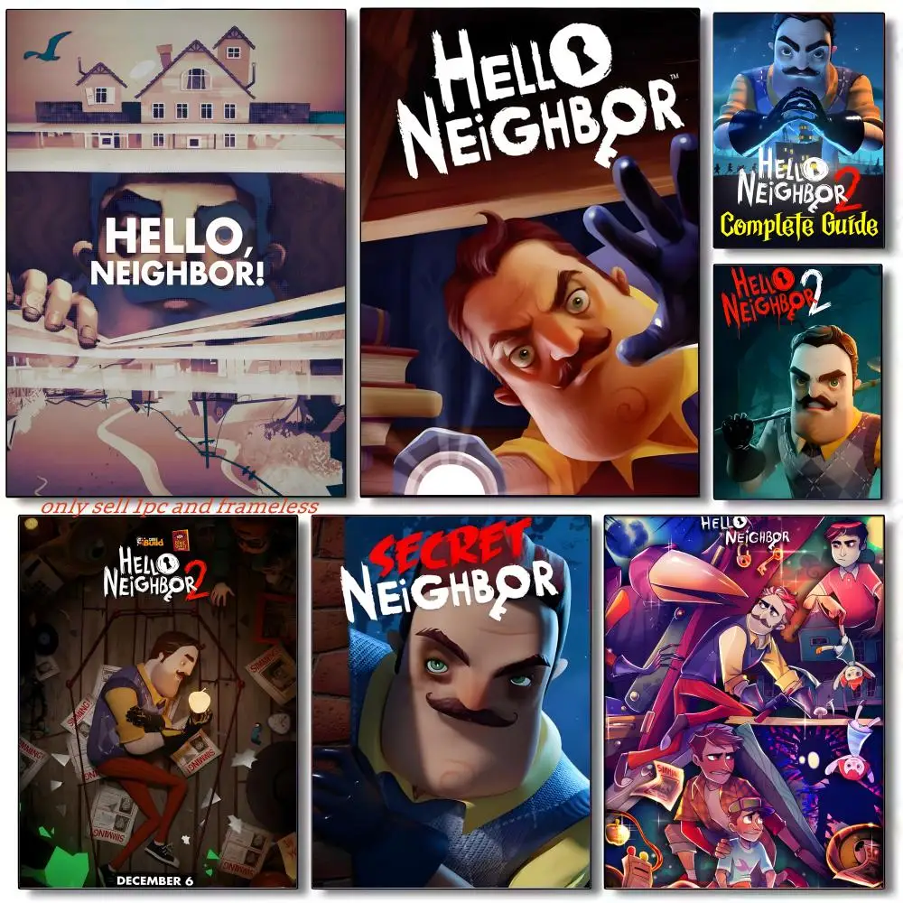 Funny Horror Game H-Hello Neighbor Poster Poster painting with prints Home bedroom living room decoration gift
