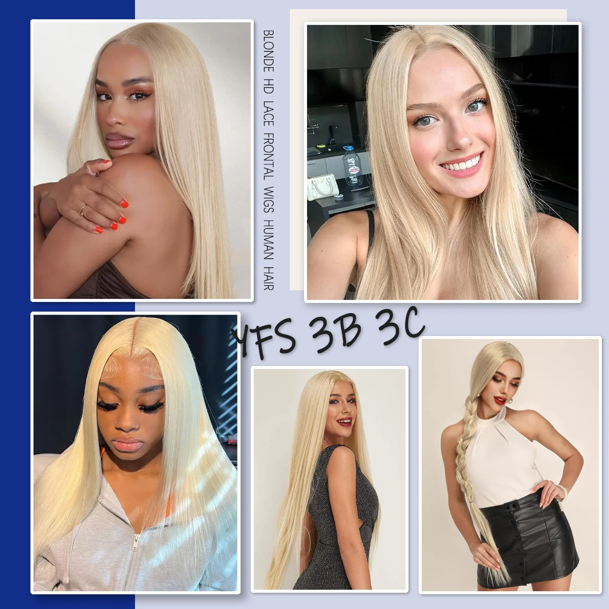 Halloween Long Anime Cosplay Wig 613 Blonde 200% Density 40 Inches 13x6 13x4 HD Transparent Lace Frontal Wig #613 Bone Straight Human Hair Wigs Blonde For Women Pre Plucked Brazilian Hair image 8