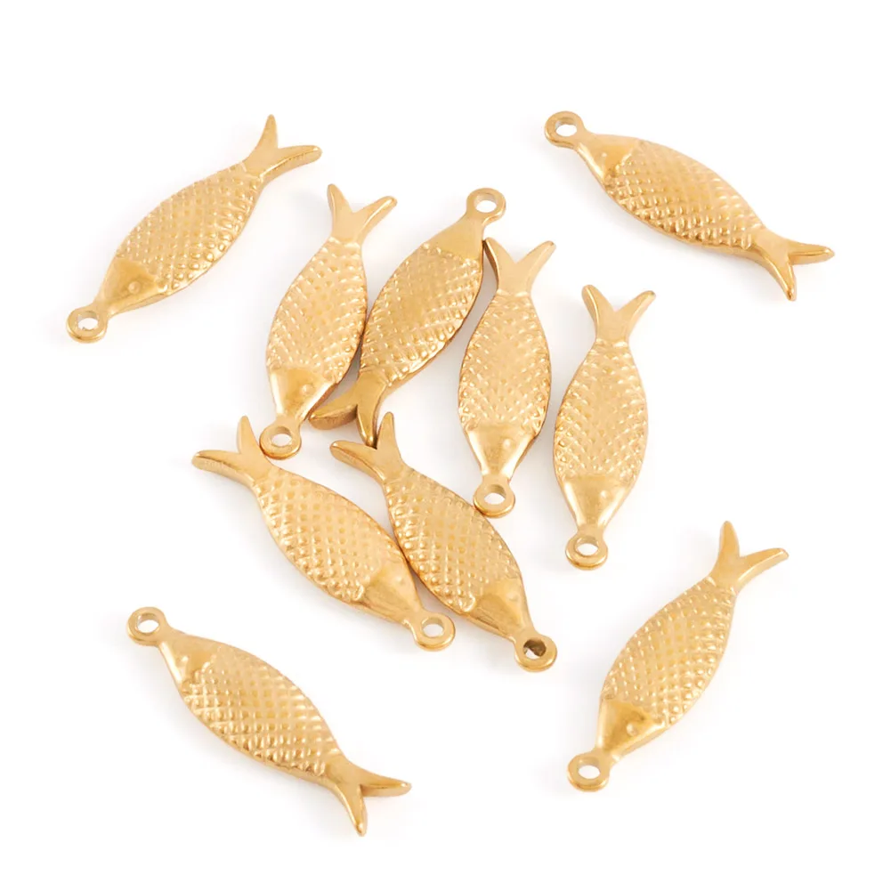 

10pcs Mini Fish tainless Steel Pendant Metal Charms for DIY Jewelry Making Necklace Bracelet Jewelry Making Gift 21x6x2.5mm