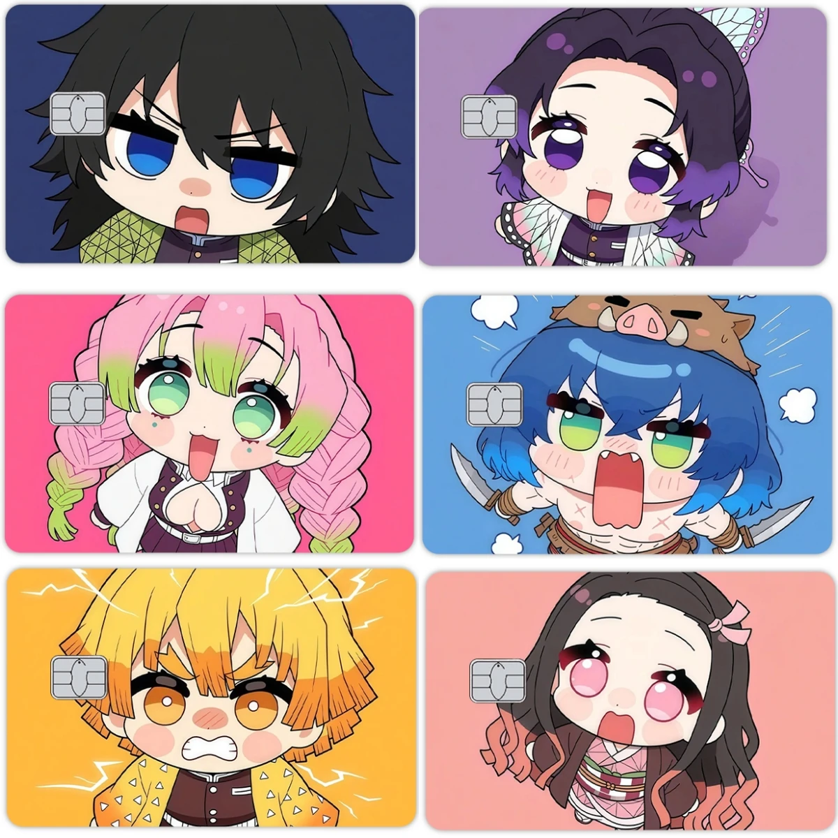 

Cartoon Cute Anime Credit Card Pvc Stickers Tomioka Giyuu Rengoku Kyoujurou Kawaii Film Tape Skin for Metro Debit Visa Bank Card