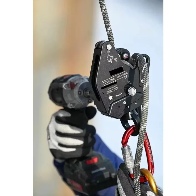 200KG Aerial Work CCS-Ultra Electric Climbing Ascender Rope Climber Swivel Hook Hand Drill Lifter Fall Arrestors