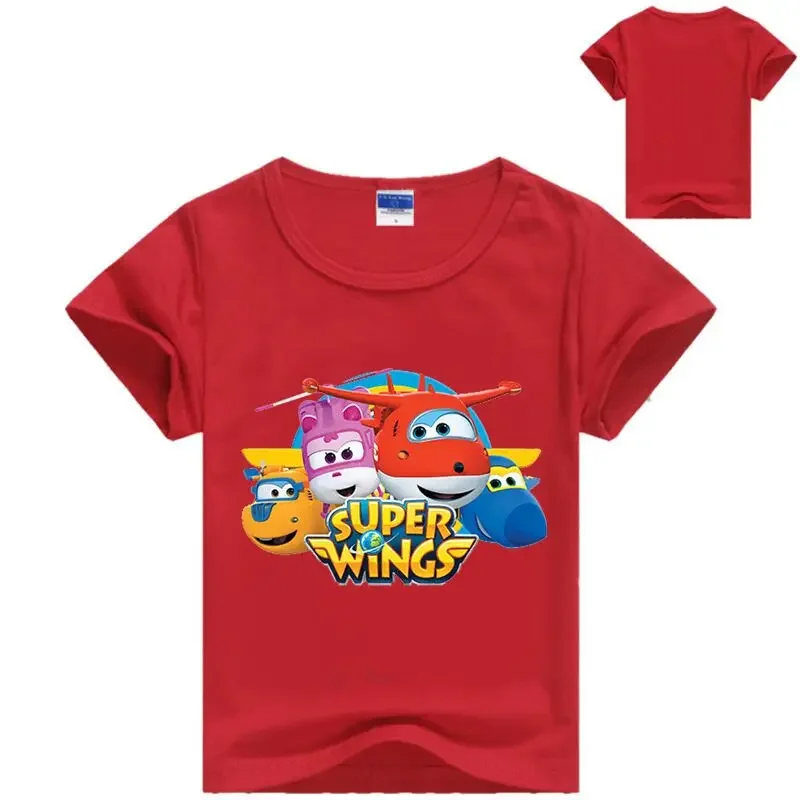 Maglietta per ragazzi maglietta estiva Super Wings stampata in 3D per bambini divertente Harajuku Fashion Top ragazzi e ragazze Tee Top 2-12 anni