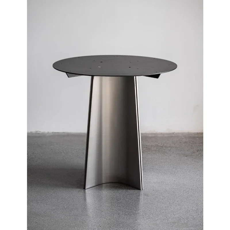 

1970s antique stainless steel round table feet, marble glass table legs bracket