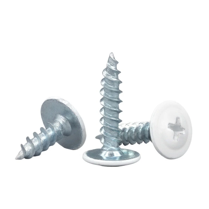 4.2/4.8 White furniture, wood board, cross recessed pan head self-tapping screw - large flat head pointed tail wood screw